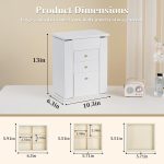 Emfogo Synthetic Leather Jewelry Box Organizer, Large Jewelry Boxes Storage with Mirror Velvet Interior, 4 Tier Jewlery Organizers for Women Girls Dedicated Slots for Ring Necklace (White) - Image 6